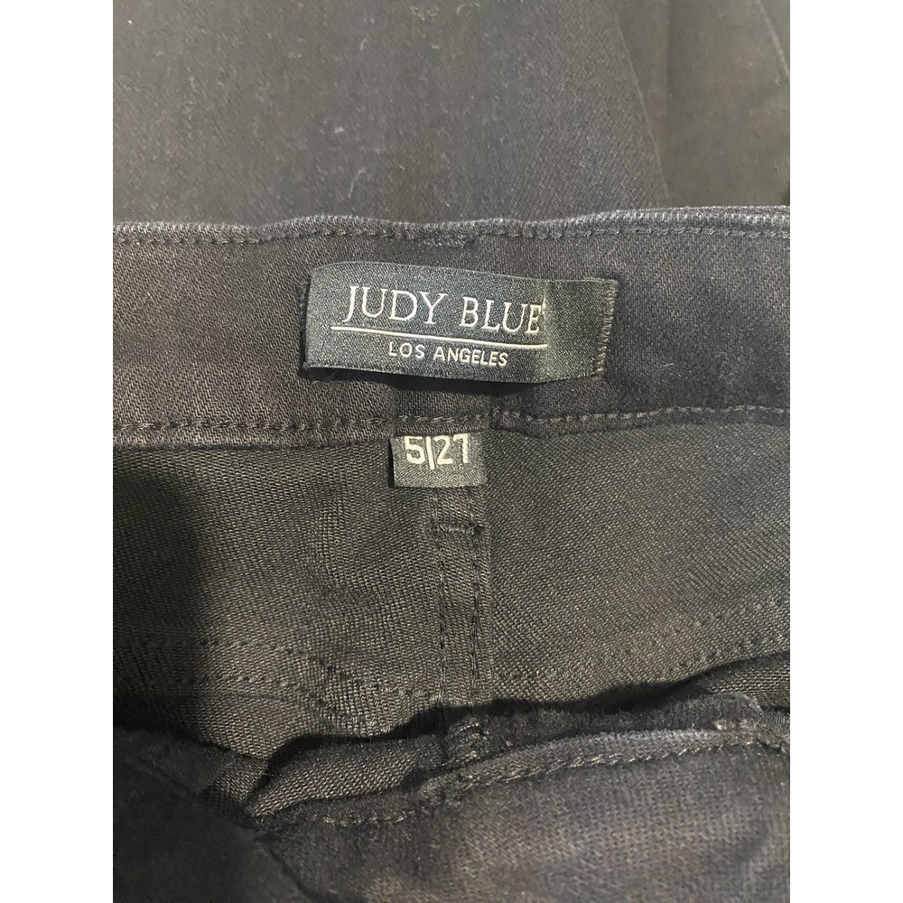 JUDY BLUE Jeans Women's 5/27 High Rise Straight Slit Hem Black Denim - Picture 5 of 9